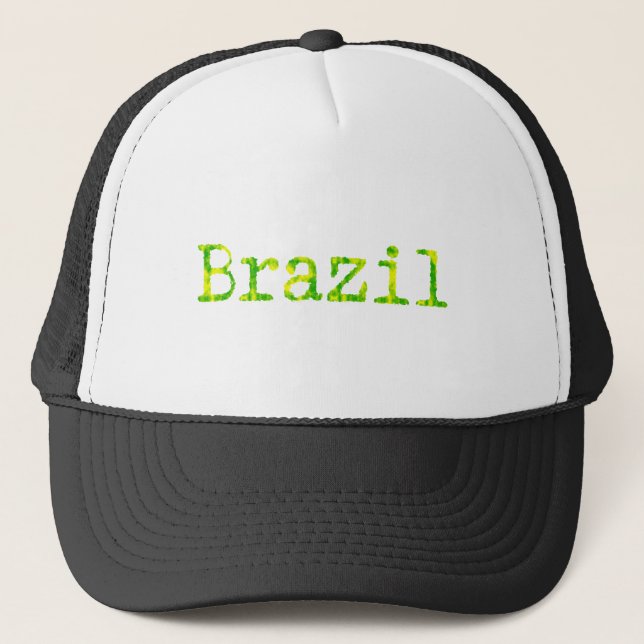 Brazil Green and Yellow Font Trucker Hat (Front)