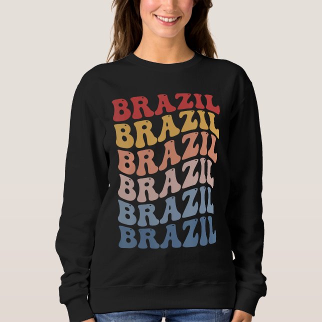 Brazil Groovy Retro Brazilian Sweatshirt (Front)