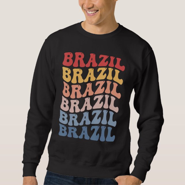 Brazil Groovy Retro Brazilian Sweatshirt (Front)