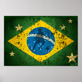 Brazil Grunge flag for Brazilians Soccer Sports Poster