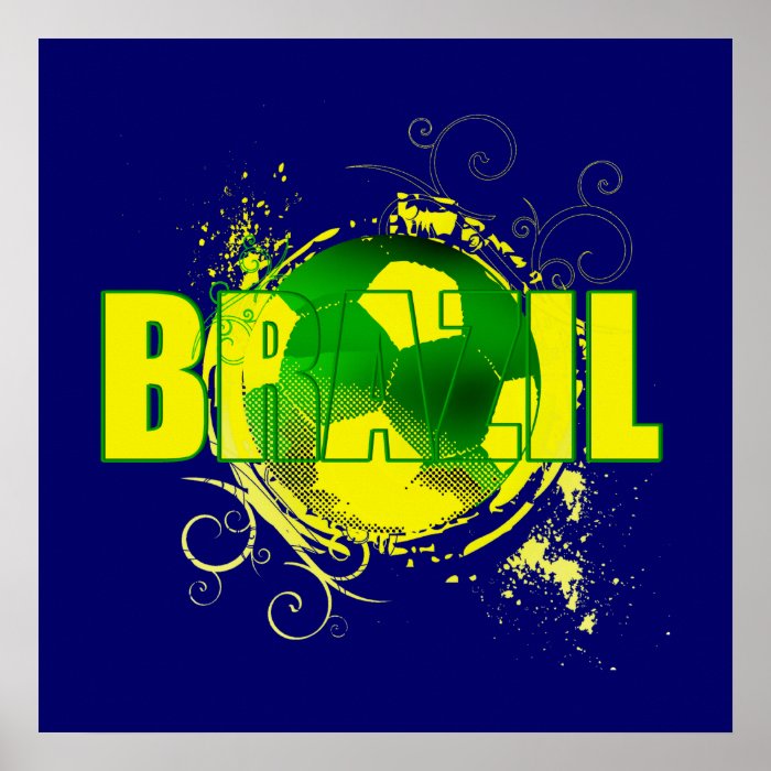 Brazil grunge logo soccer ball futebol fans gifts print