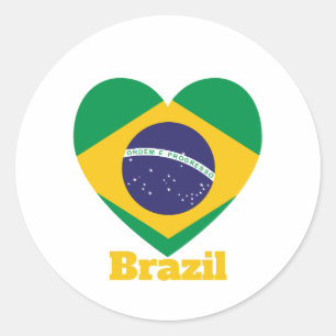 Brazil Heart Flag Classic Round Sticker