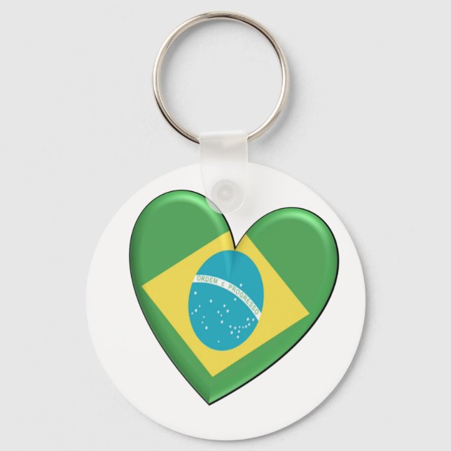 Brazil Heart Flag Keychain (Front)