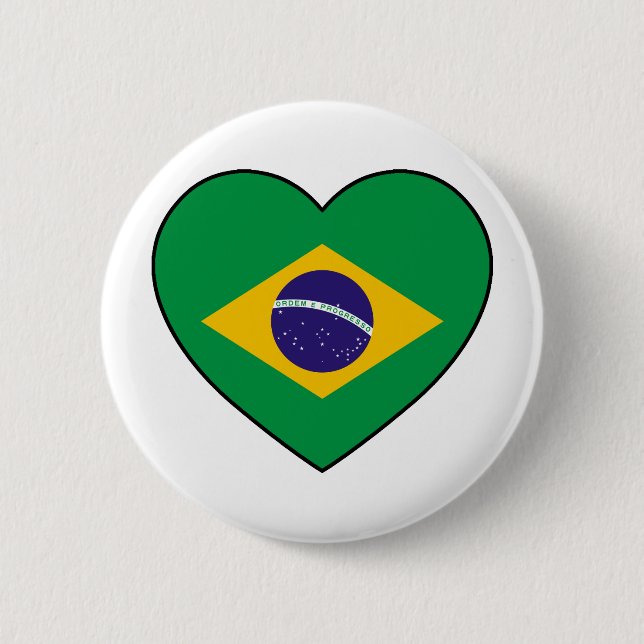 Brazil Heart Soccer Pinback Button (Front)