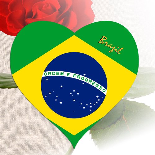 Brazil Heart Sticker Patriotic Brazilian Flag Heart Sticker