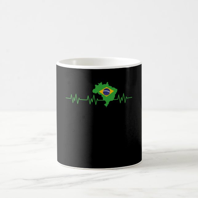 Brazil Heartbeat Flag Pulse Brazilian Coffee Mug (Center)