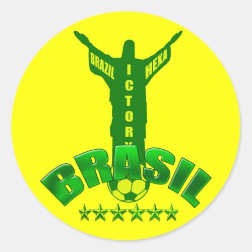Brazil Hexa Victory World Champions six star Classic Round Sticker