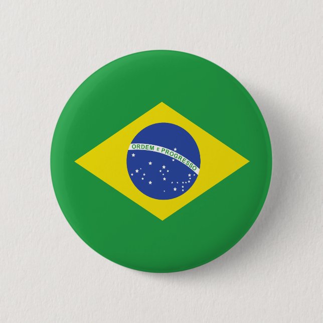 Brazil High quality Flag Pinback Button (Front)