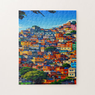 Brazil hillside colorful chic stylish jigsaw puzzle