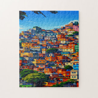 Brazil hillside colorful chic stylish jigsaw puzzle