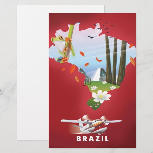 Brazil Illustrated travel poster. (Front/Back)