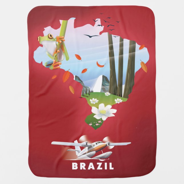 Brazil Illustrated travel poster. Baby Blanket (Front)