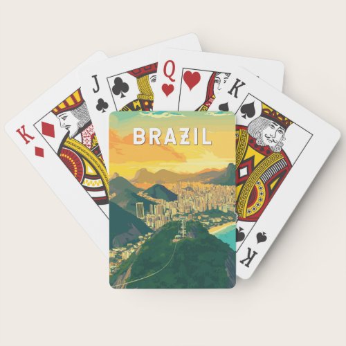 Brazil Illustration Travel Art Vintage Poker Cards Brazil Illustration Travel Art Vintage Poker Cards