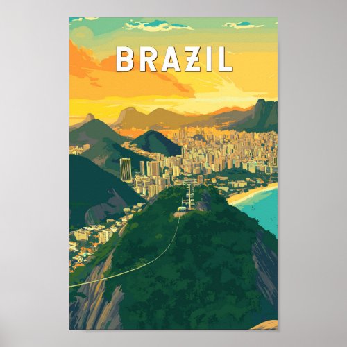 Brazil Illustration Travel Art Vintage