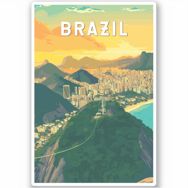 Brazil Illustration Travel Art Vintage Sticker (Front)