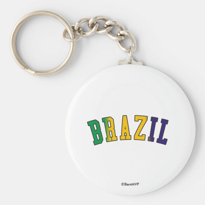 Brazil in National Flag Colors Key Chain