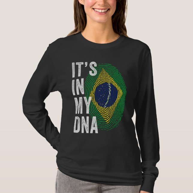 Brazil It's In My DNA Brazilian Fingerprint Brazil T-Shirt (Front)