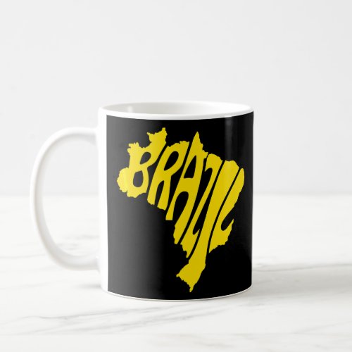 Brazil Lettering In Map With Brazilian Flag  Suppo Coffee Mug