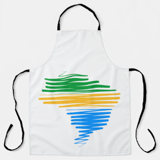 Brazil map border with brazilian flag colors apron