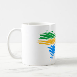 Brazil map border with brazilian flag colors coffee mug