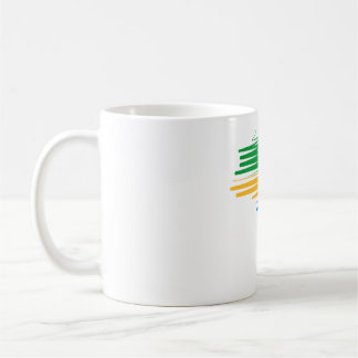 Brazil map border with brazilian flag colors coffee mug