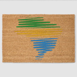 Brazil map border with brazilian flag colors fiber doormat