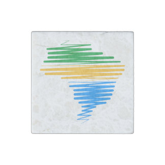 Brazil map border with brazilian flag colors stone magnet