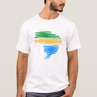 Brazil map border with brazilian flag colors T-Shirt