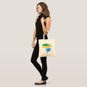 Brazil map border with brazilian flag colors tote bag