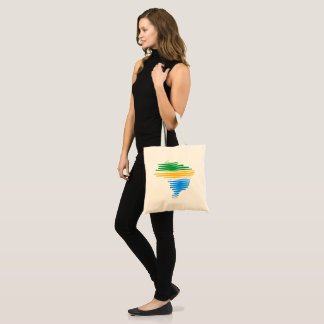 Brazil map border with brazilian flag colors tote bag