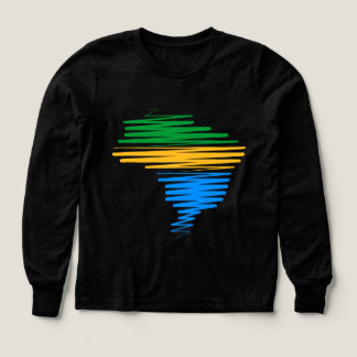 Brazil map border with brazilian flag colors Tri-Blend shirts
