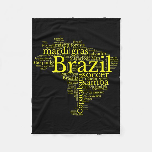 Brazil Map Brazilian Soccer Copacana Brasil Men Wo Fleece Blanket (Front)