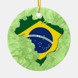 Brazil map ceramic ornament