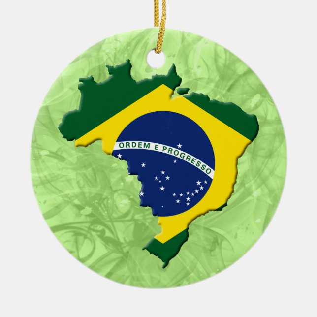 Brazil map ceramic ornament (Front)