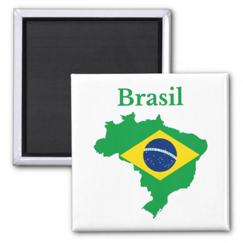 Brazil Map Flag Design Magnet