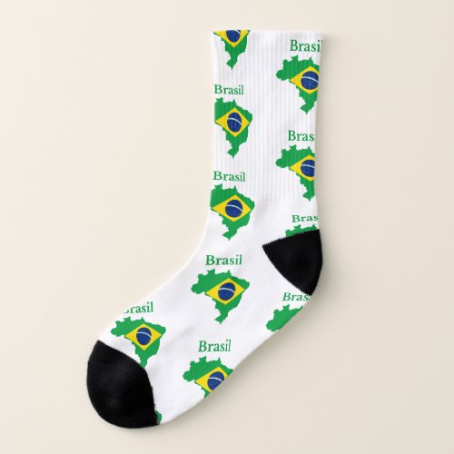 Brazil Map Flag Design Socks