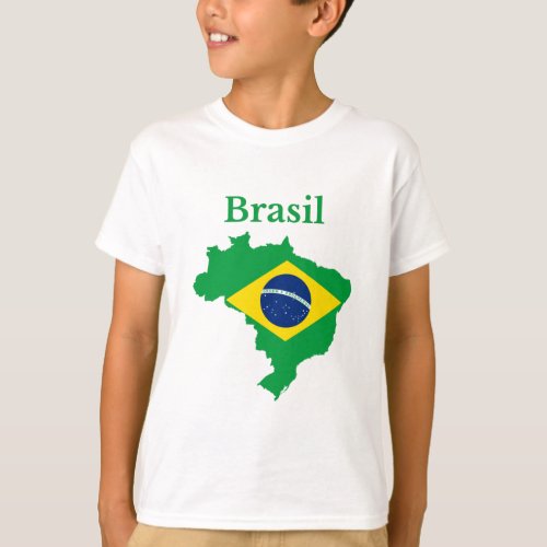 Brazil Map Flag Design T_Shirt