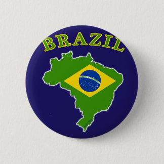 BRAZIL Map/Flag on Navy Background Button