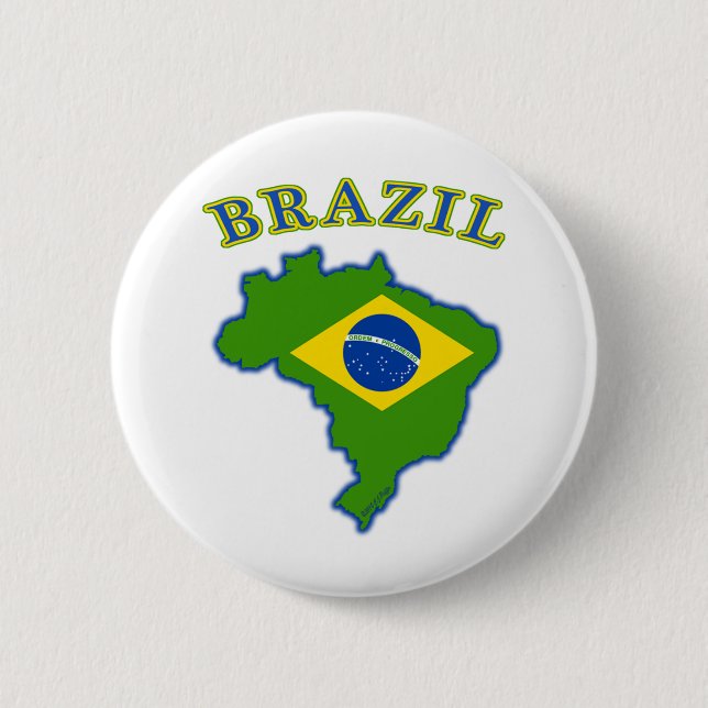 BRAZIl Map/Flag Pinback Button (Front)