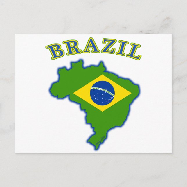 BRAZIl Map/Flag Postcard (Front)