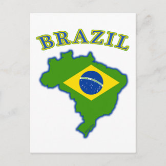 BRAZIl Map/Flag Postcard