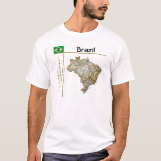 Brazil Map + Flag + Title T-Shirt