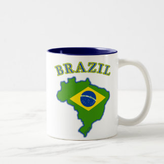 BRAZIl Map/Flag Two-Tone Coffee Mug