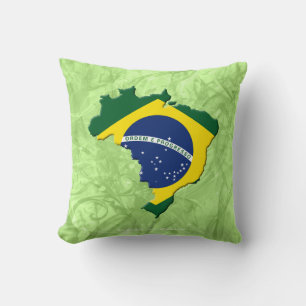 Brazil map throw pillow