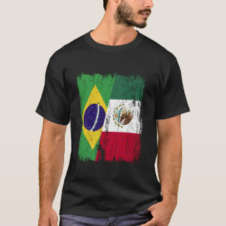 Brazil Mexico Half Flag Brazilian Mexican Heritage T-Shirt