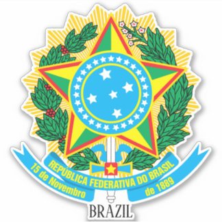 Brazil National Coat Of Arms Patriotic Sticker