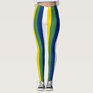 Brazil National Flag Colors Vertical Striped Leggings
