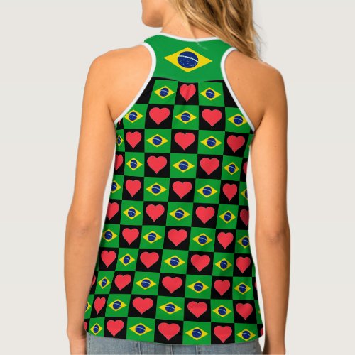 Brazil National Flag Heart Fun Patriotic Brazilian Tank Top