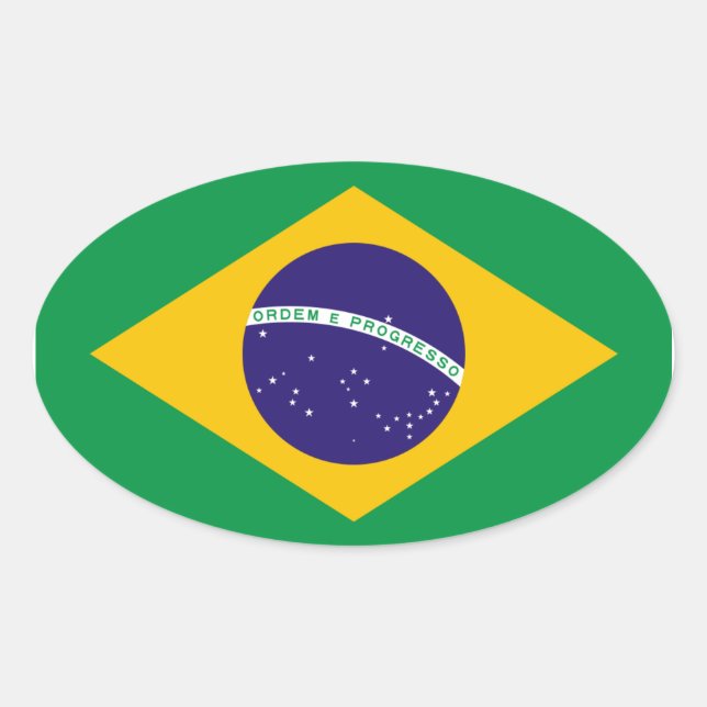 Brazil National Flag Oval Sticker (Front)
