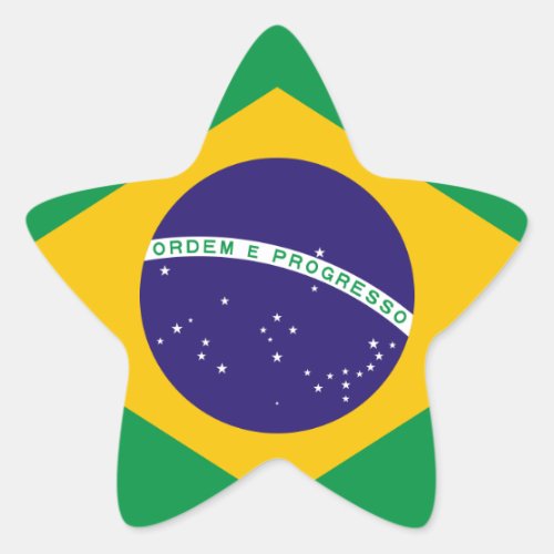 Brazil National Flag Star Sticker
